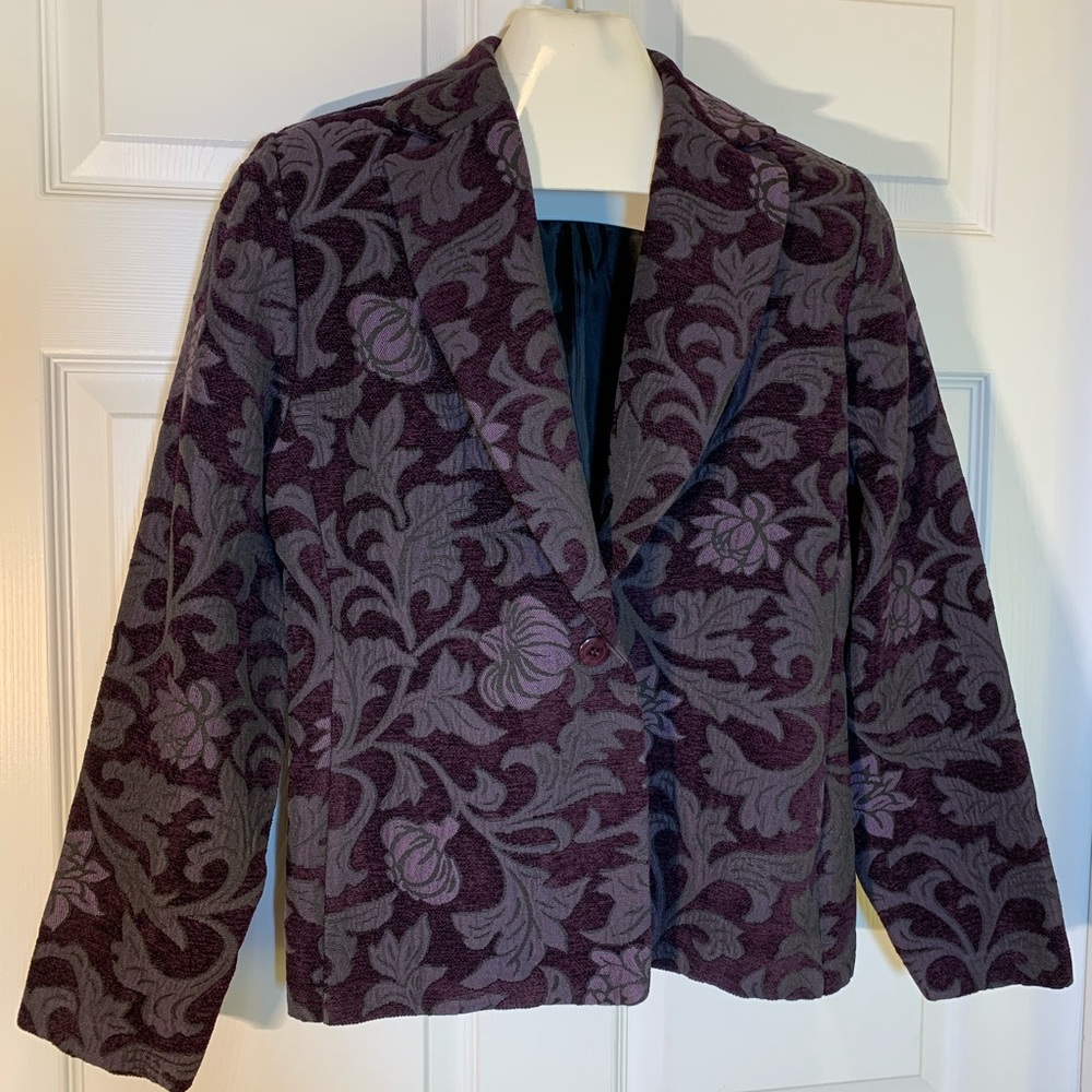 First Option Purple Tapestry Jacket Blazer Size SP